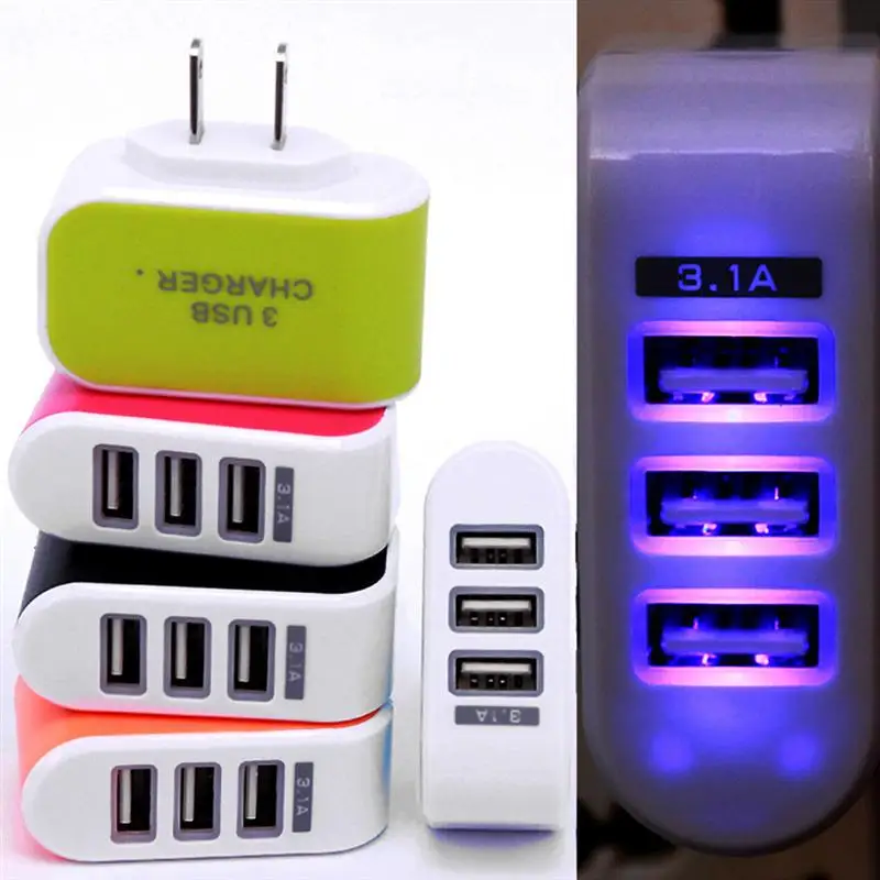 Универсальное настенное зарядное устройство с тремя usb портами адаптер питания