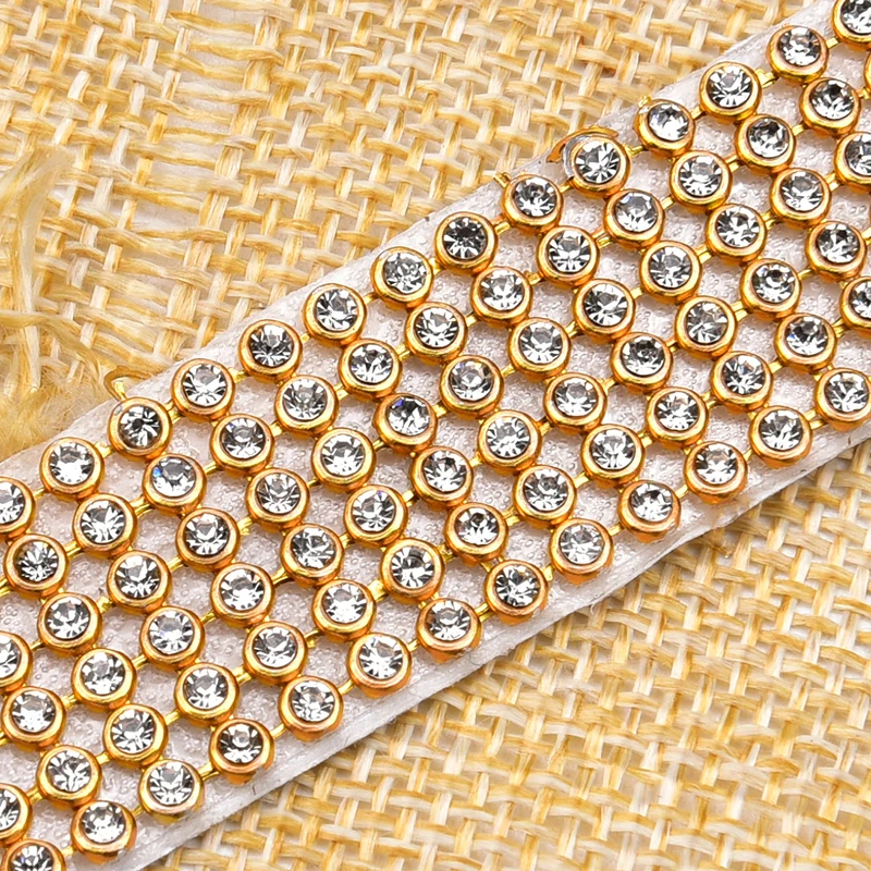 6 рядов стразы из железа с сетчатой отделкой кристаллы для свадебного платья