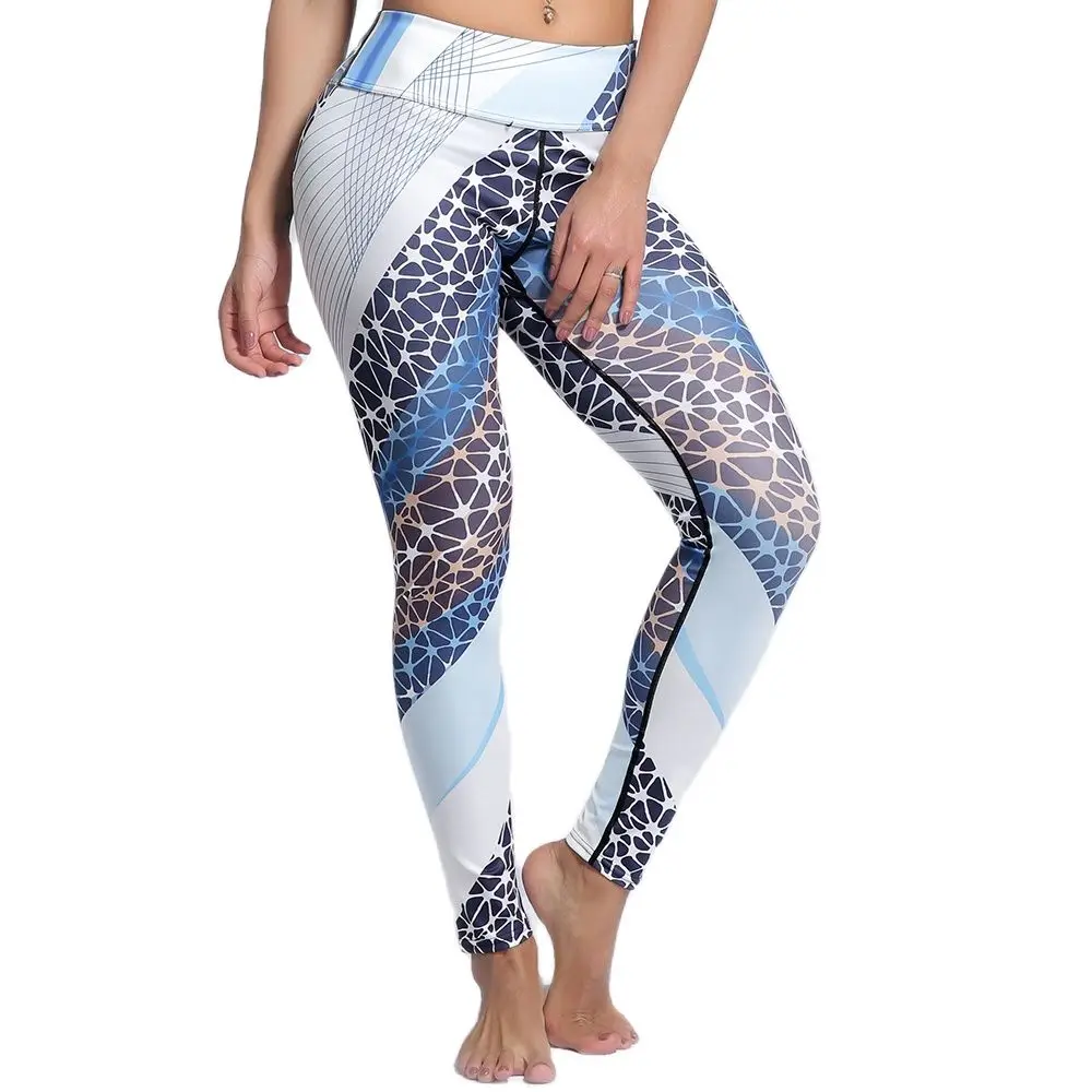 Новинка женские Леггинсы для йоги и фитнеса размеры от S до 3xL с синими звездами в
