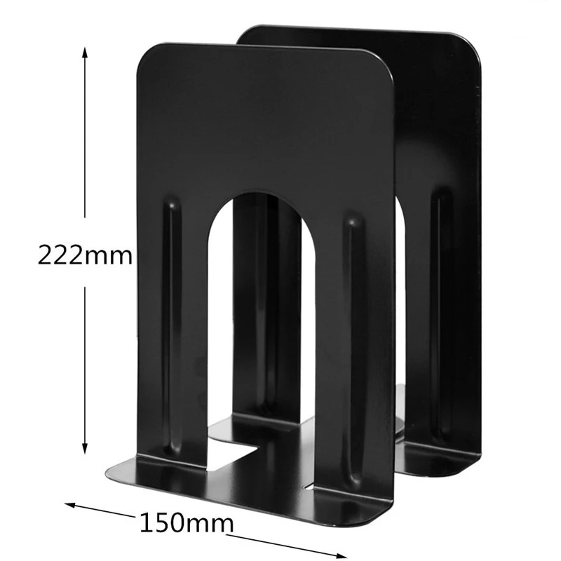 

2 Pcs Bookend Non-Slip Support Heavy Duty Metal Black Bookend Support 7.3 x 5.9 x 8.7 Inch FP8