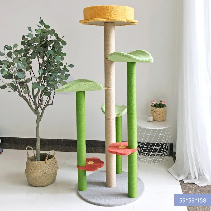 

Clover leaf flower cat climbing frame cat nest cat tree integrated platform climbing frame grabbing board sisal cat toy