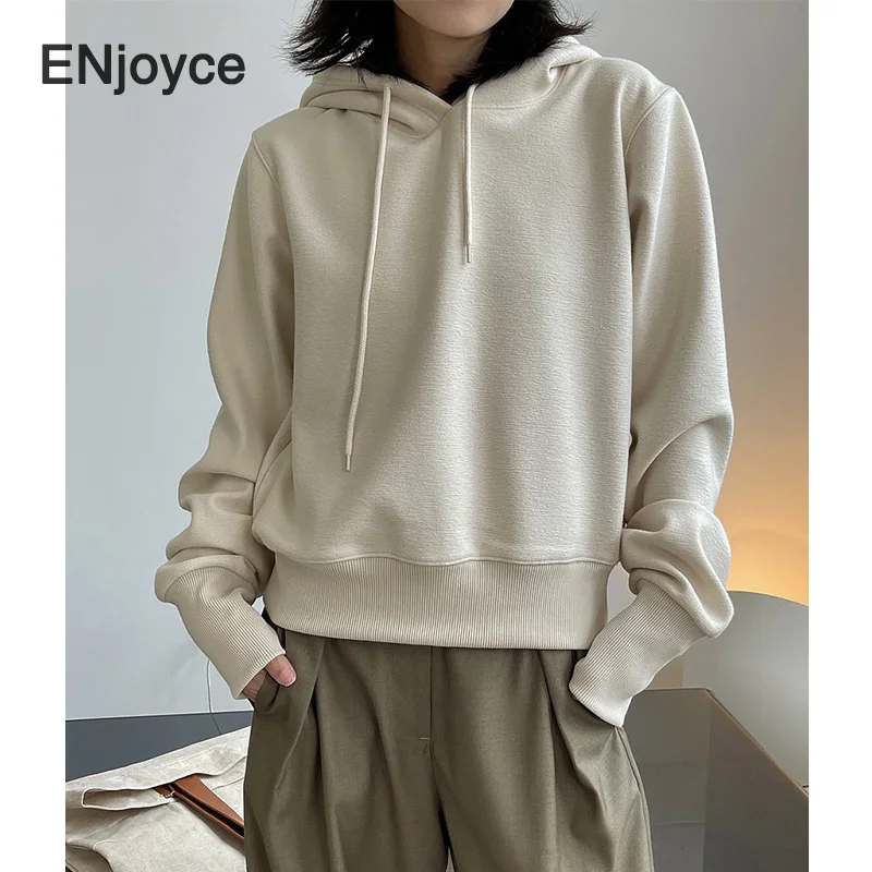 Women Casual Thick Hooded Sweatshirt Korean Style Hoodie Jacket Loose Pullover Clothes Trendy Plus Velvet Tops Autumn Winter