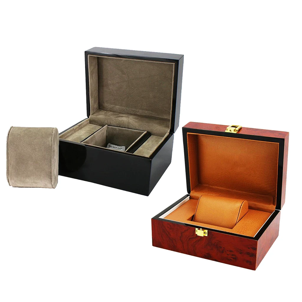 

2 Pieces Vintage Single Slot Watch Box Wooden Wristwatch/Bangle Pillow Gift