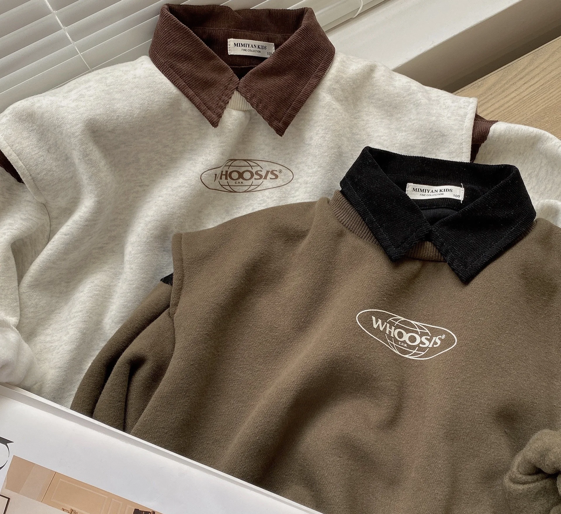 

Liittle Boys Sweatshirt Turndown Collar Winter Clothes Baby Sweatshirt Velvet Long Sleeve Children Tops For Boys Letter Fashion