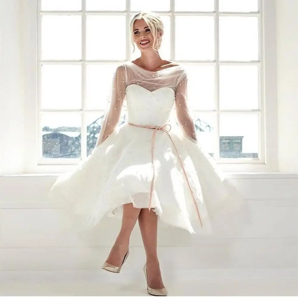 Богемского цвета слоновой кости vestido Casamento гражданского в винтажном стиле ретро