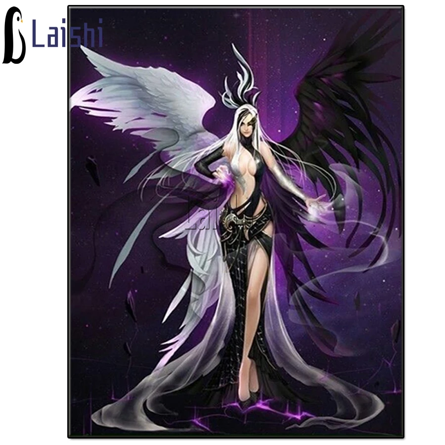 

DIY diamond painting dark angel wings embroidery full square round diamond rhinestone embroidery mosaic set gift home decoration