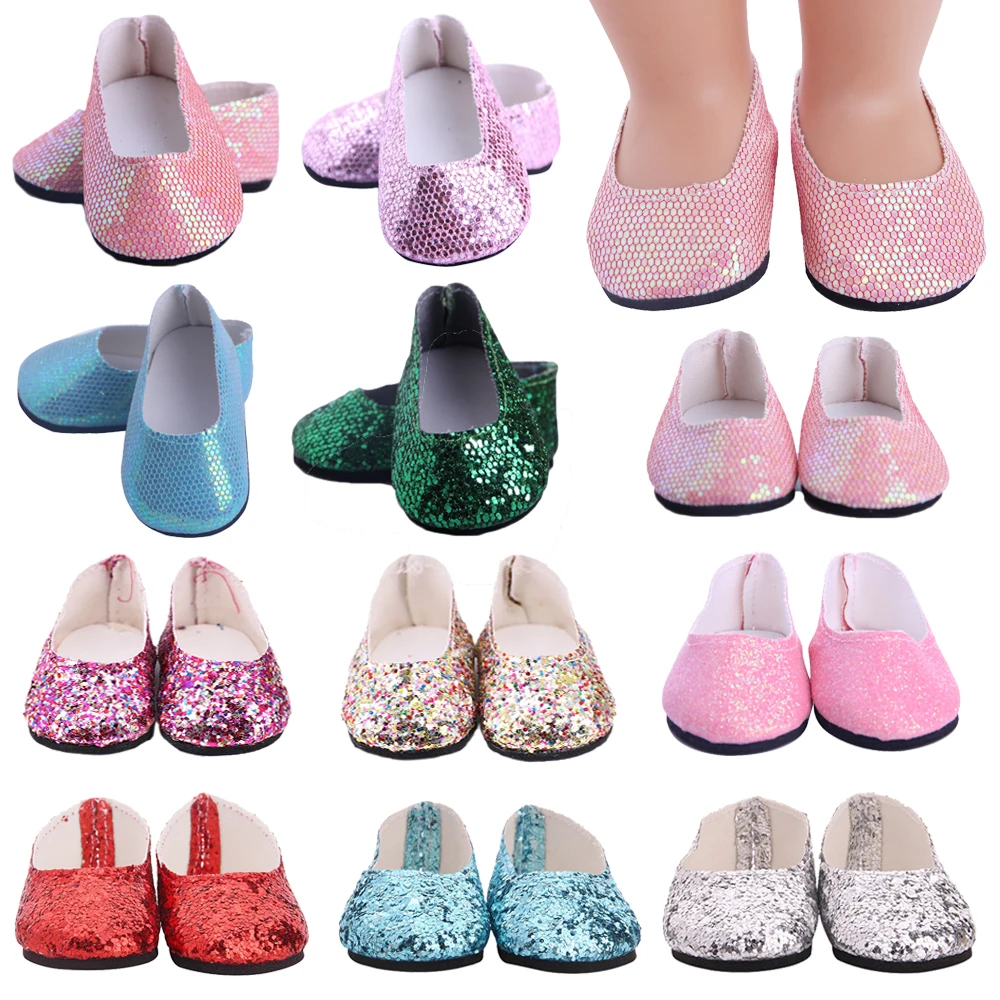 

Promotions 7Cm Baby Sequins Doll Shoes Fit 18 Inch American Doll&43cm Baby New Born Zaps Doll Clothes Accessories,Girls Toy Gift