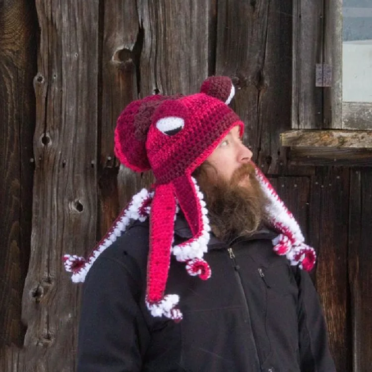 2022 Adult Funny Octopus Hat Hair Wig Cap For Men Women Winter Warm Crochet Knitted Mens Designer Hats and Caps Halloween Party