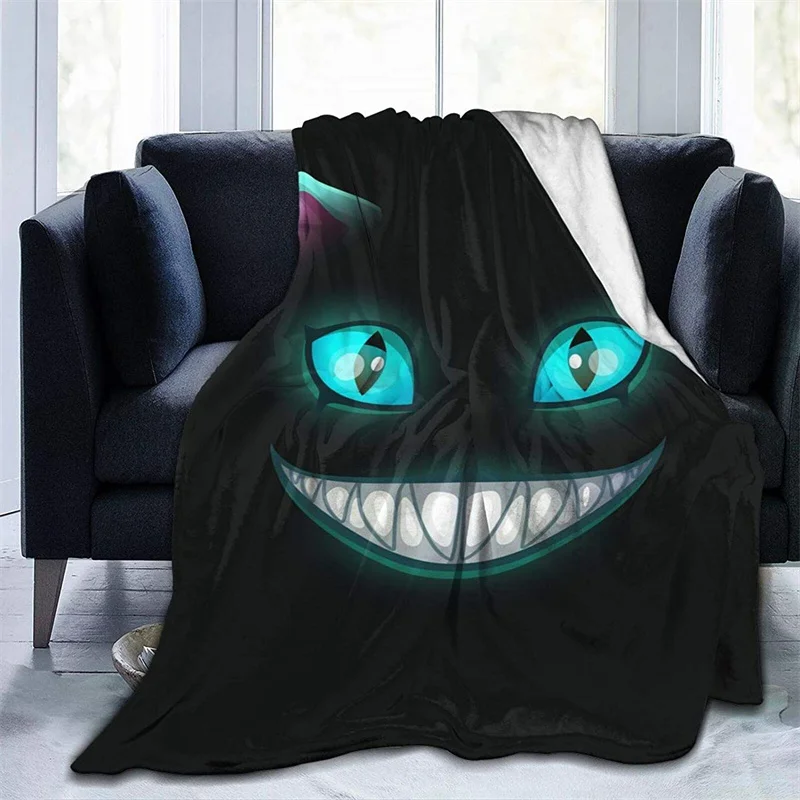 

Scary Smiling Cat Face Navajo Cubre Throw Blanket 3D Print Sherpa Super Comfortable Nordic Manta Sonic