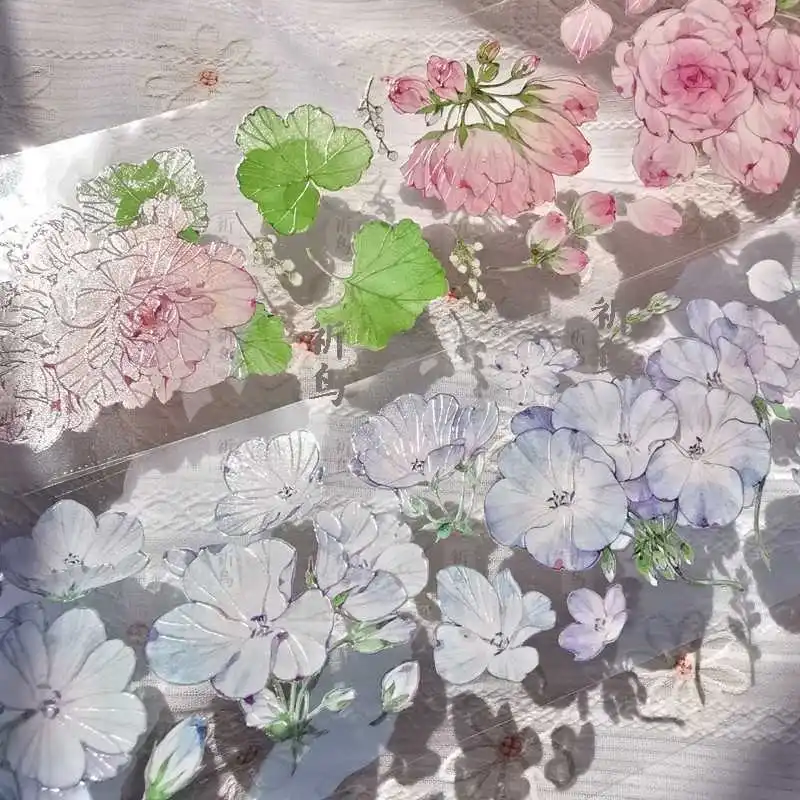 

1 Loop 5.5cmx250cm Washi Tape Flower Pink Purple Floral Court Stop Paper Bright Pet Journal Flower Collage