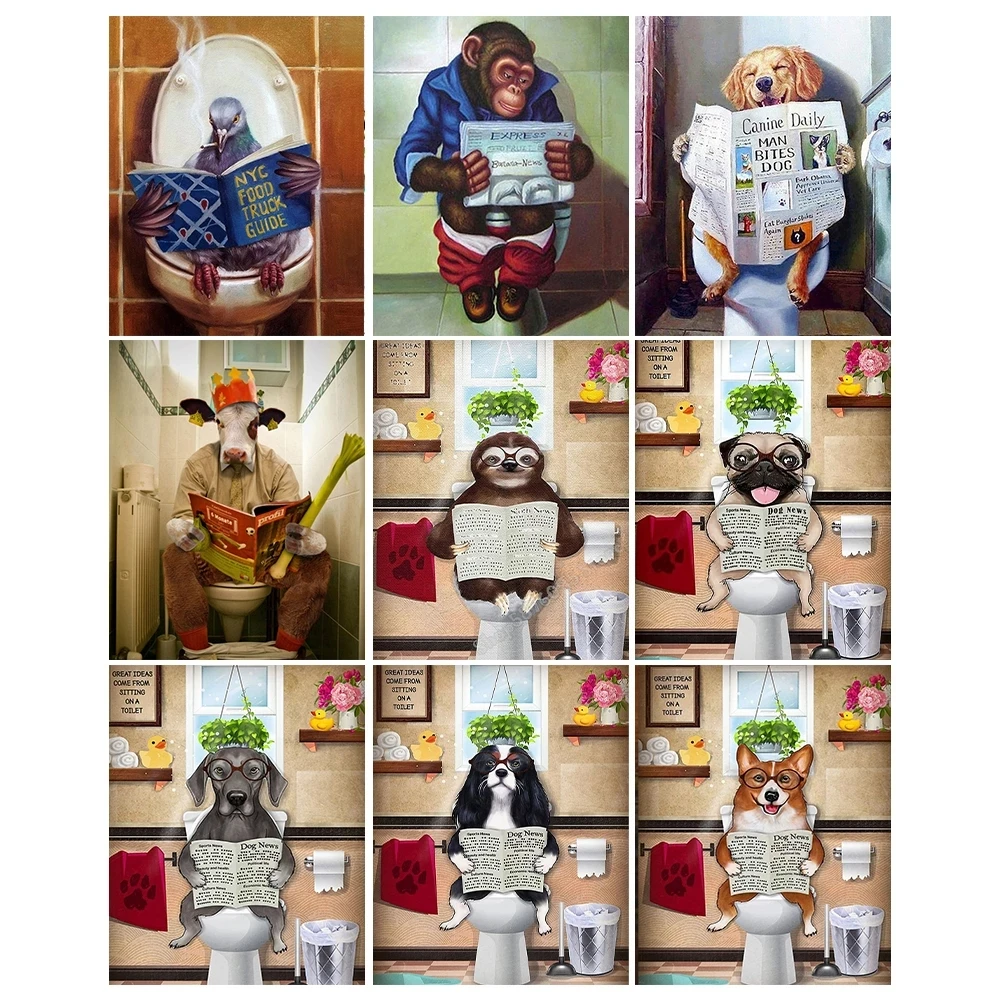 

Алмазная живопись 5D, животные, перейдите в унитаз, бриллиантовая вышивка своими руками, стразы, наборы для вышивки крестиком