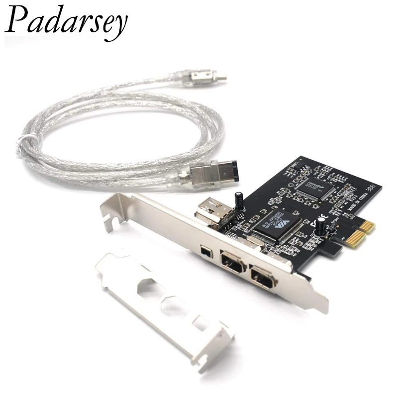 Padarsey PCIe 3 порта 1394A Firewire плата расширения PCI Express (1X) к внешнему контроллеру