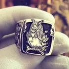Новинка мужские ретро кольца в европейском и американском стиле с изображением совы и животных хип-хоп, панк украшения резное рельефное кольцо с цветком кольца ручной работы