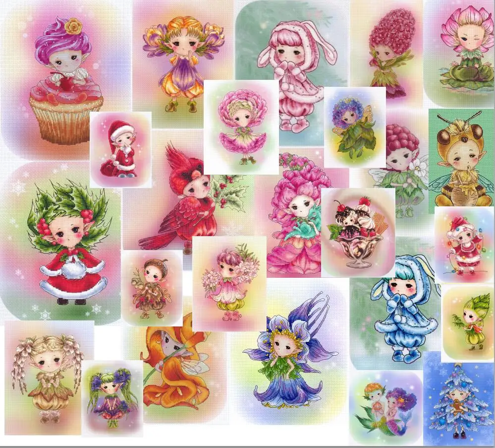 Девушка ангел кудрявая с корзиной Набор для вышивания крестиком животные