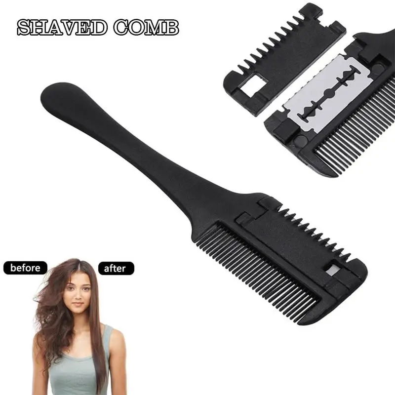 1 шт. расческа для стрижки волос с черной ручкой щетки бритвой резки истончение