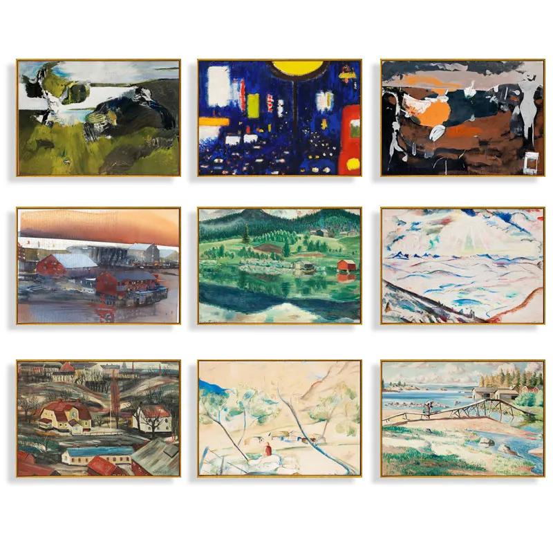 Абстрактные декоративные картины на холсте для спальни, ретро постер и печать, настенные картины для гостиной, синие фотографии, домашний декор 03