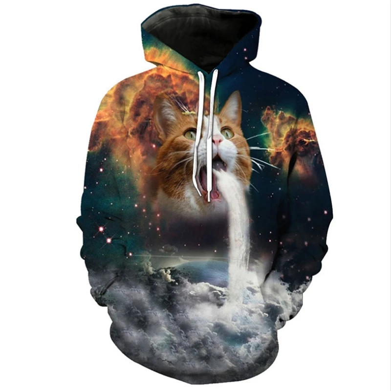 

Пуловер с 3D-принтом кота пиццы для мужчин и женщин, трендовый пуловер с капюшоном для мальчиков и девочек