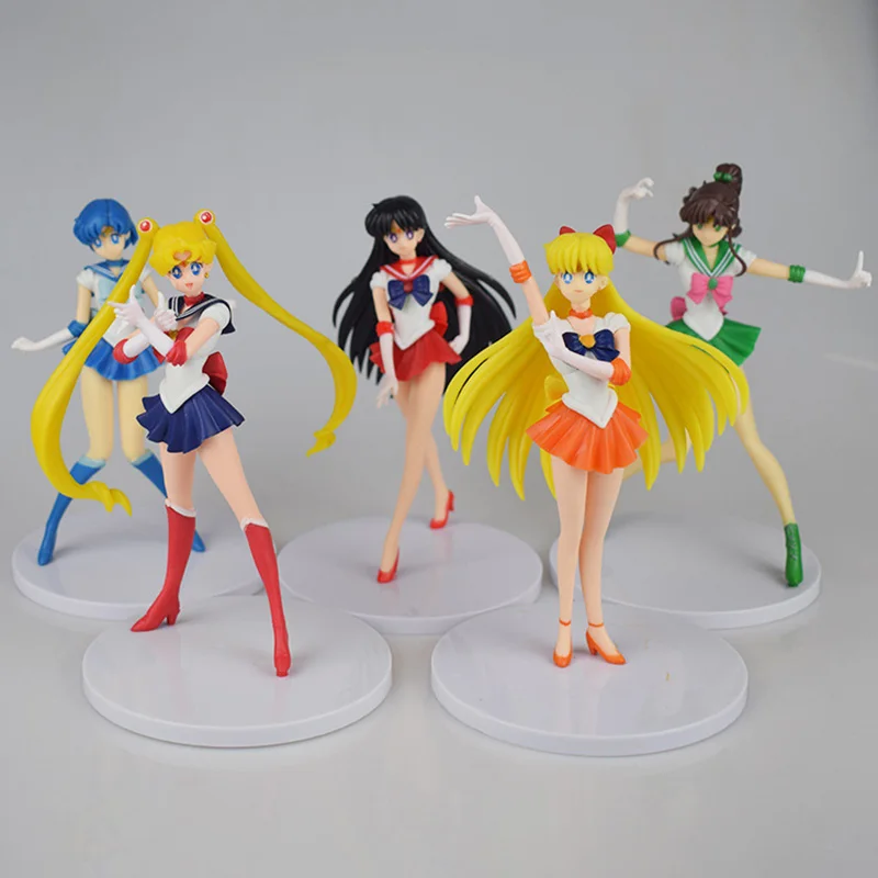 

5 Styles Cartoon Action Figures Anime Action Figures Moon Power Pvc Model Anime Collection Kid Gift Home Decor
