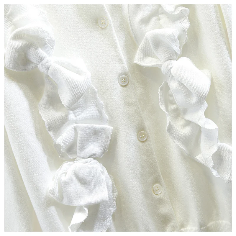 

Knitted Cardigan Womens Fashion Clothes 2020 Ruffled Bow Single-Breasted Sweater Short Coat Fashion Girls Lady Cardigans Top