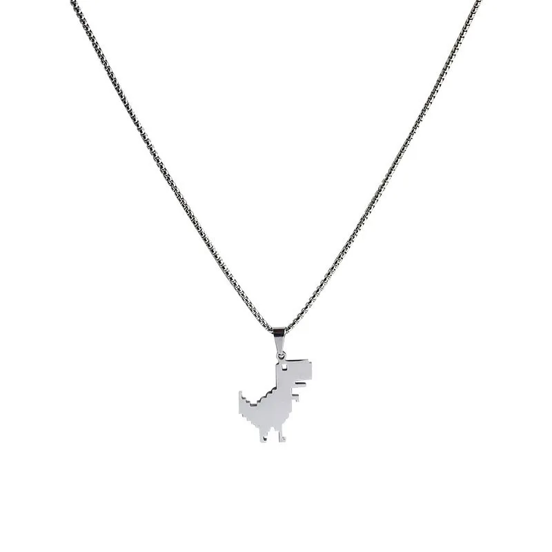 Vintage Metal Dinosaur Pendant Necklace Goth Chain Cute Cartoon Design Charm Choker Necklace for Women Cool HipHop Jewelry Neck images - 6