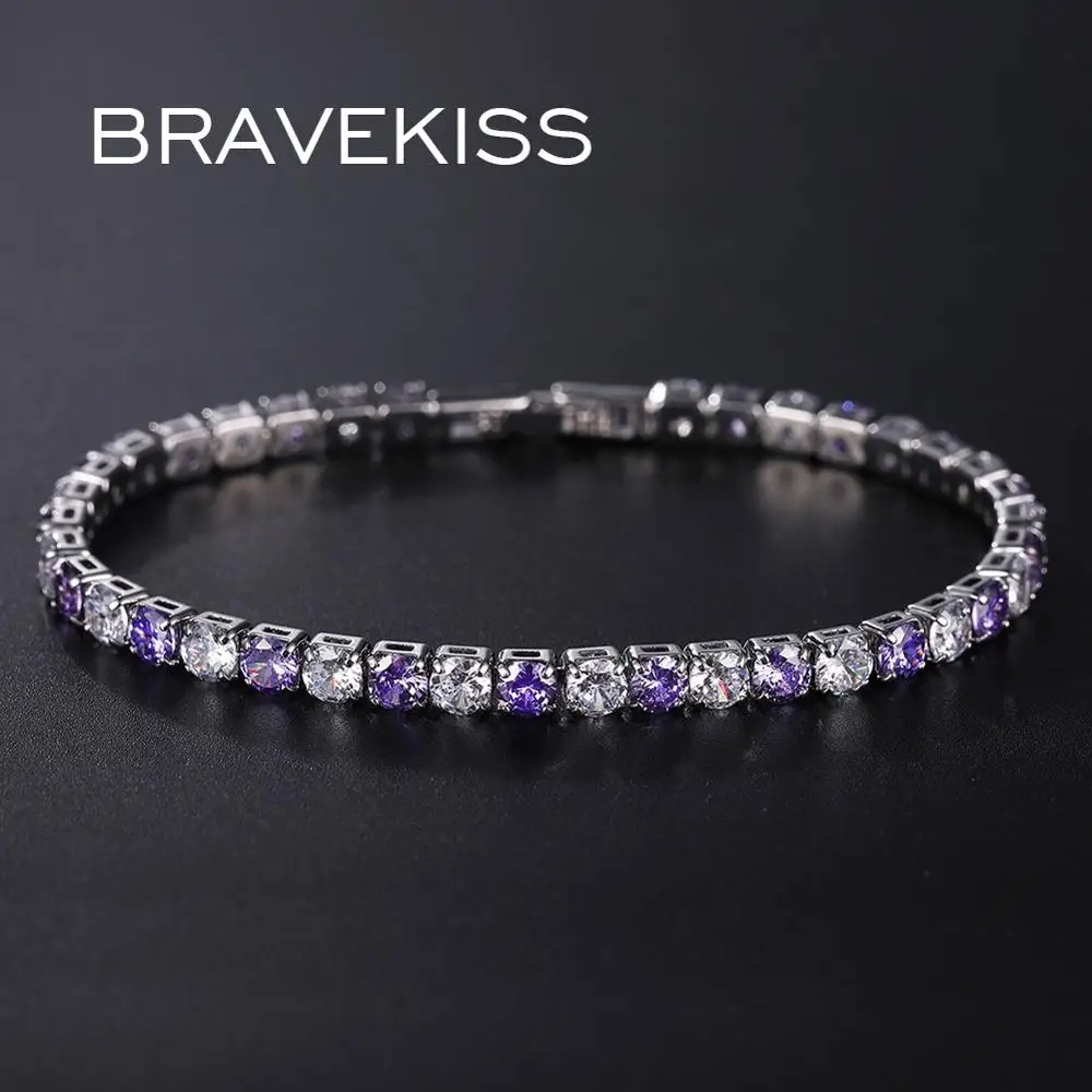 Браслеты для тенниса с кристаллами BRAVEKISS красочный свадебный роскошный браслет