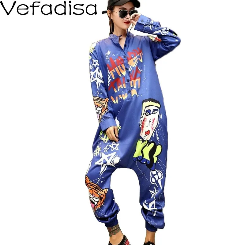 Женский комбинезон с принтом Vefadisa Свободный Повседневный длинными рукавами и