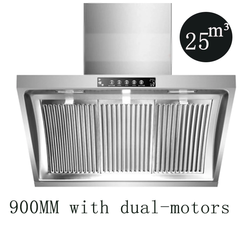 Range Hood 900mm Dual-motor, Large Suction Side, Stainless Steel Wall-mounted, Easy to Clean Cooker-extractor-hood