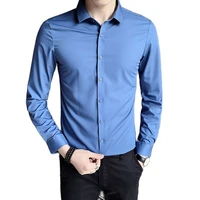 men shirt long sleeve solid color trim business cotton spring autumn streetwear youth popular the new listing surprise price