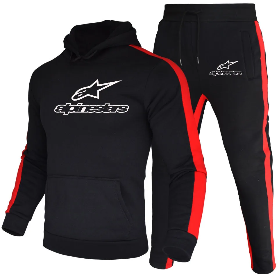 

Winter Brand Alpinestars Two Pieces Sets Thick hoodies Tracksuit Men/women Sportswear Gyms Fitness Training Hoodies Sweatshirts