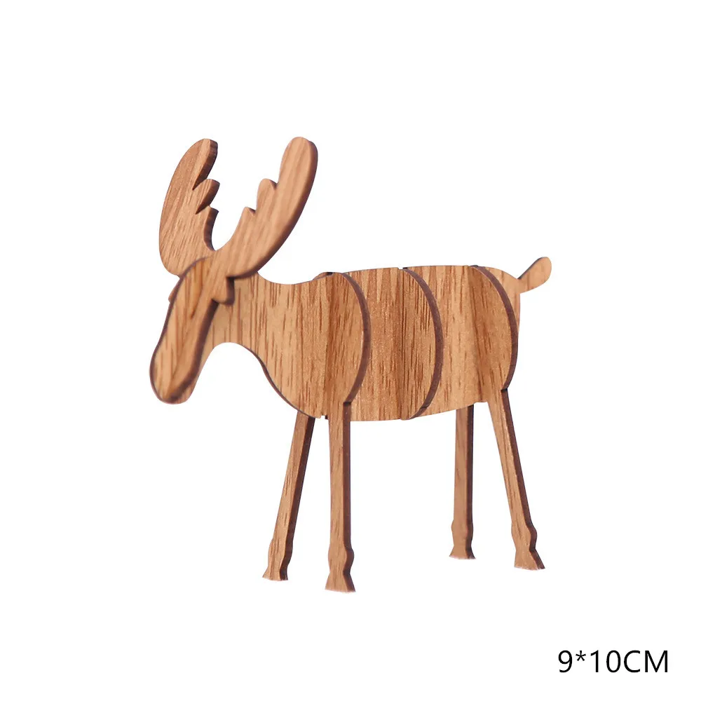 Small wood color Год Рождество деревянный кулон дерево олень Рождественское дерево декор Noel рождественские украшения для дома Natal Navidad подарок для детей - Цвет: Small wood color