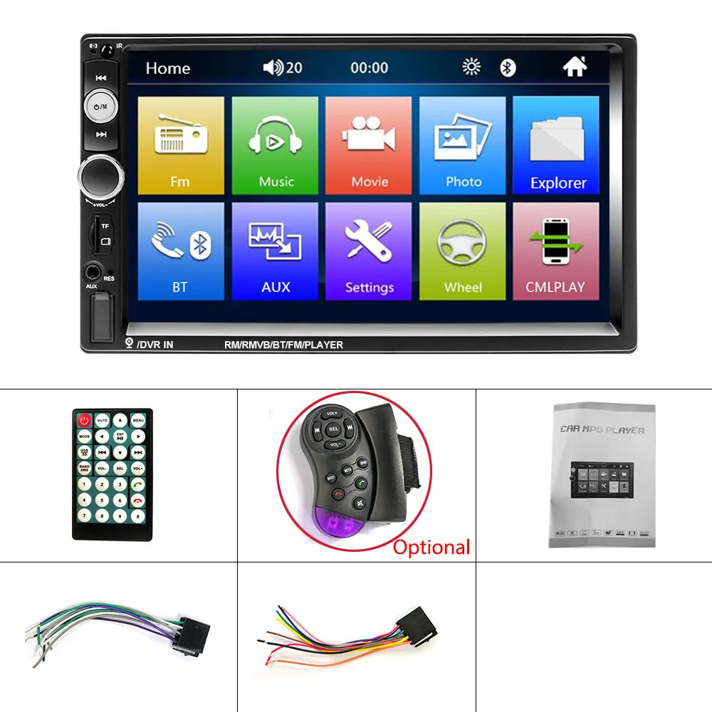 Автомагнитола Podofo мультимедийный плеер на Android с камерой функцией Mirrorlink MP5 Bluetooth