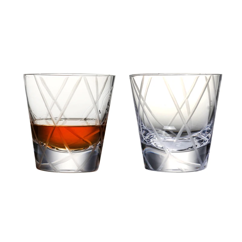 

Набор из 2 стаканов для виски в японском стиле, стекло ручной работы без свинца, Дутое, с гравировкой, для бара, клувечерние