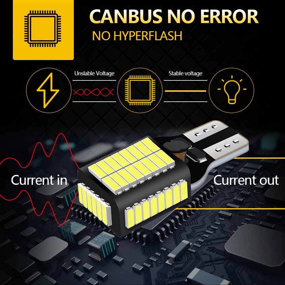 Светодиодные резервные лампы AILEO T15 906 W16W высокомощные чипсеты 4014 45-SMD 7 Вт 912 лм без