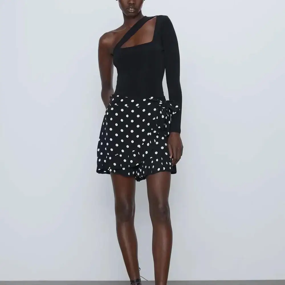 Женские шорты в черный горошек с высокой талией повседневные модные женские