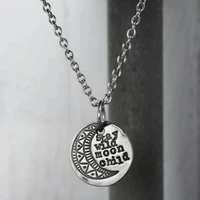new retro round moon letter pendant necklace womens pendant sliding fashion metal accessories party jewelry