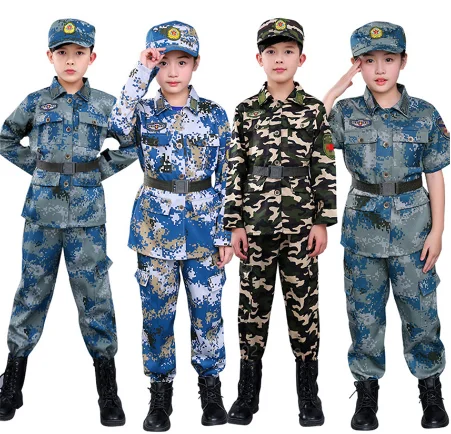 

Children Camouflage Military Uniforms Tactical Combat Training Summer Camp Costumes Boys Special Force Soldier Army Suit