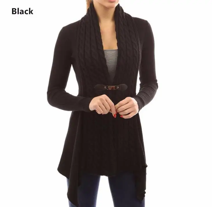 Женский вязаный кардиган с длинным рукавом поясом Осень-зима 2019 |