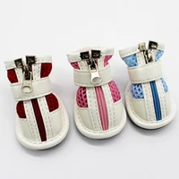 fashion cute pet puppy teddy mesh zipper sneakers breathable magic tape closure cat dog shoes