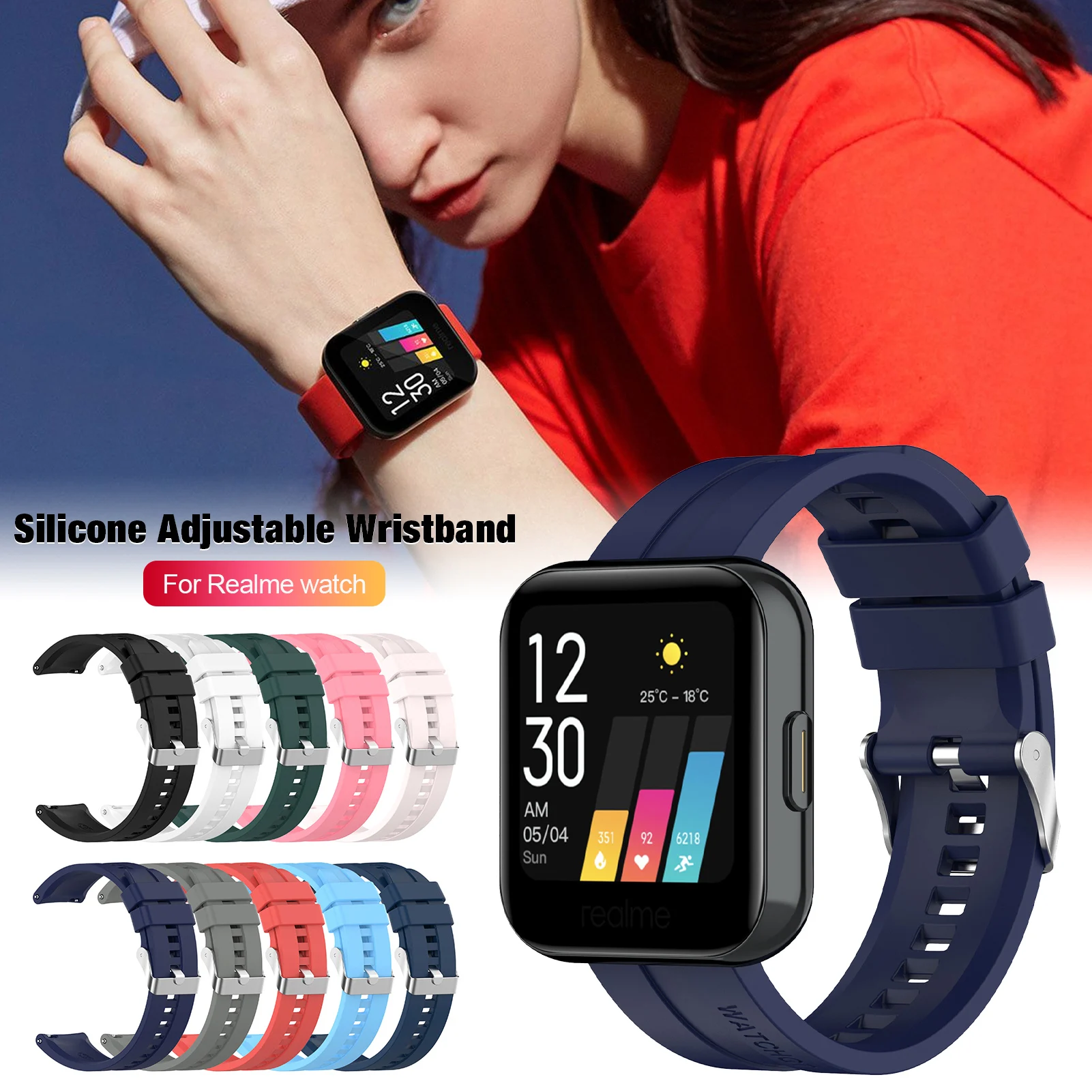

Replacement Strap For Realme Watch Wrist Band For Realme Smartwatch Accessories Silicone Bracelet Durable Loop 20mm Sport Belt