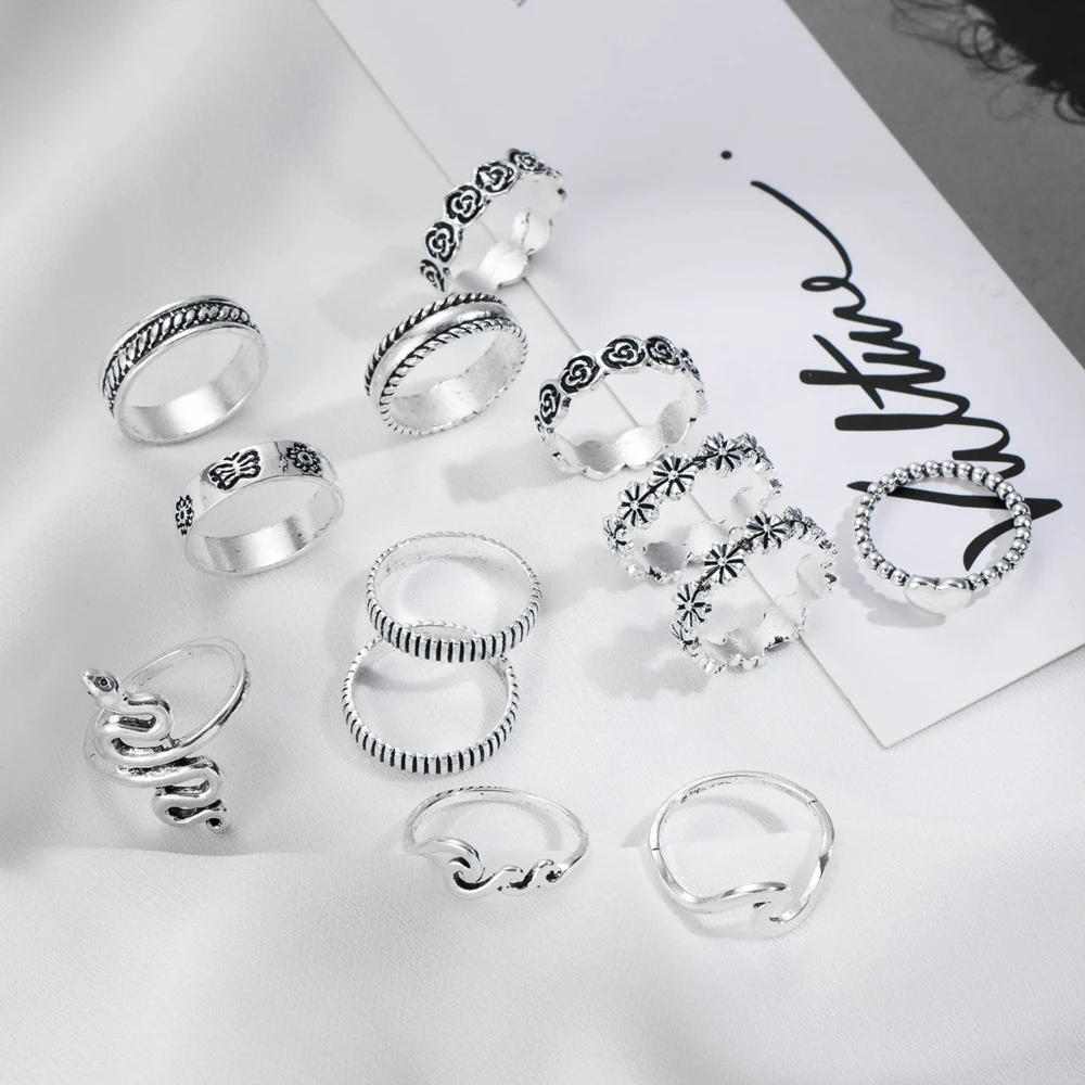 Кольца женские в стиле панк 13 шт./компл. кольца виде змейки | Украшения и