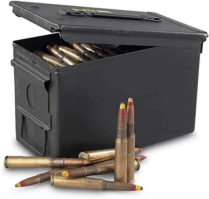 50 Cal Metal Ammo Can Steel Military Ammo Box Army Safe Box Long-Term Waterproof Ammunition Valuables Storage Hole Lockable Can images - 6