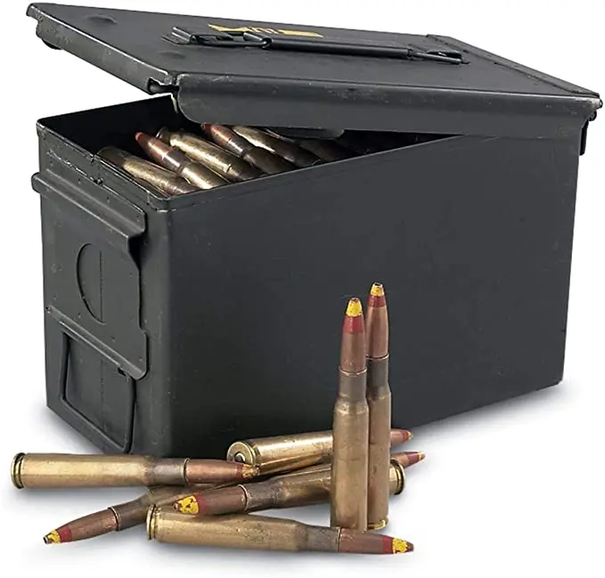 

50 Cal Metal Ammo Can Steel Ammo Box Military & Army for Long-Term Waterproof Ammunition & Valuables Storage