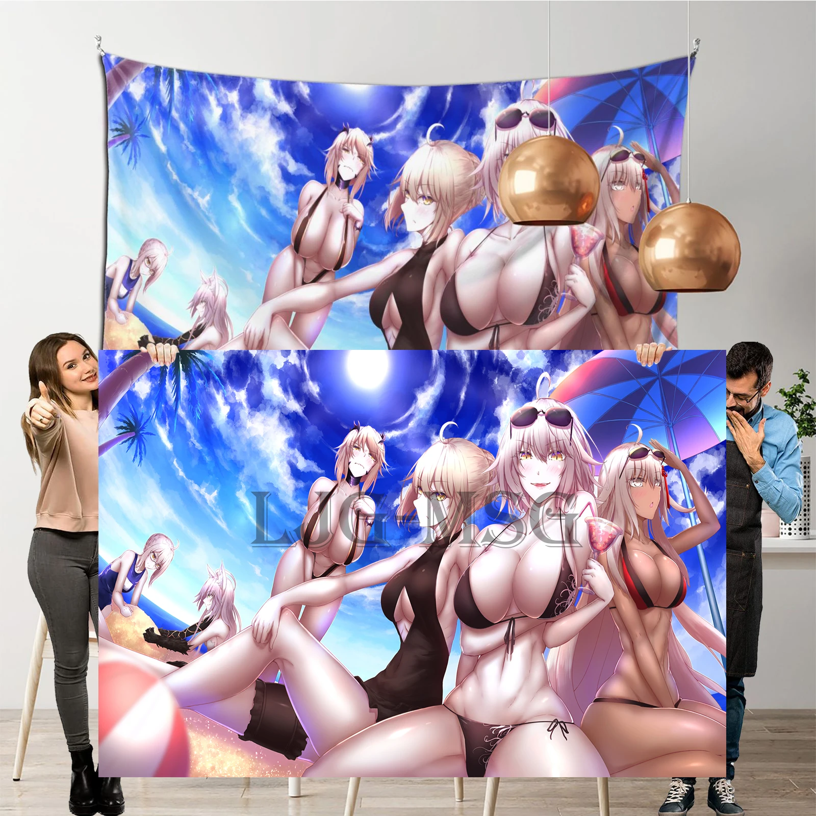 

Fate Grand Order Poster Tapestry Hentai Anime Wall Hanging Summer Swimsuit CG Tapestries Sexy Adult Tapestries H Animation Merch