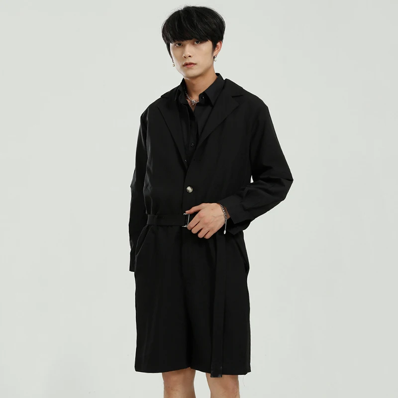 

IEFB Men's Clothing New 2021 Loose Overalls Spring Summer Fashion Korean Solid Color One-piece Short Sleeve Jumpsuit 9Y5851