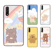 aesthetic cute bear cartoon phone case for samsung a10s a12 a02 a20e m30 a31 a32 a40 a50 s a52 a51 a70 a71 a80 cover fundas