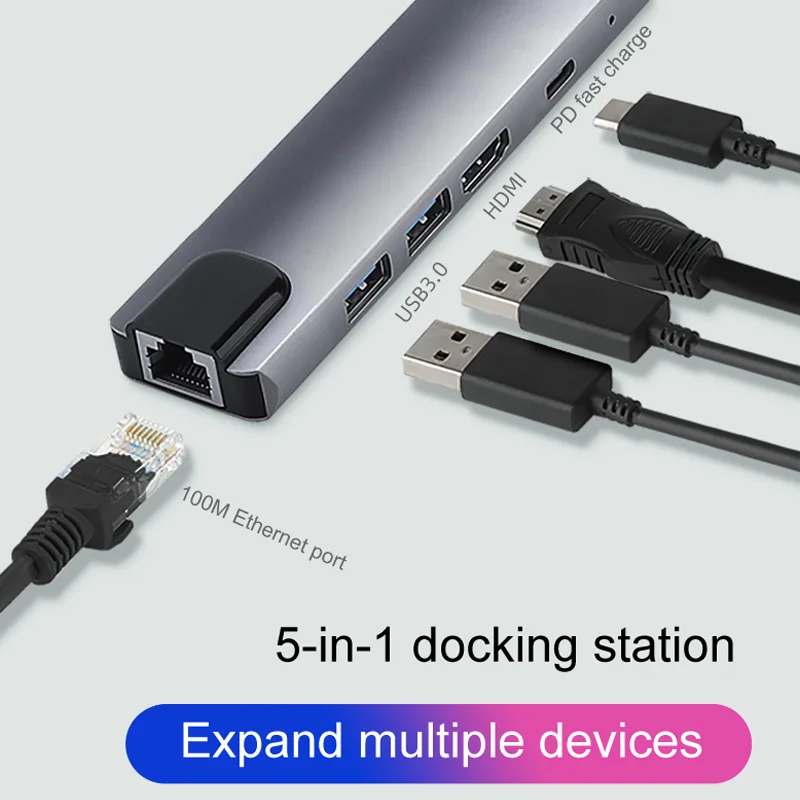 

USB-концентратор Тип C на Multi USB 3,0 HUB HDMI 4k RJ45 Lan Ethernet PD быстрое зарядное устройство адаптер док-станция для MacBook Pro док-станция