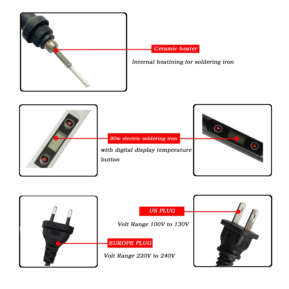 electric soldering iron 80W Electric Soldering iron LCD Digital Display Adjustable Temperature 110V / 220V Rework Welding Solder Tools electronics soldering kit