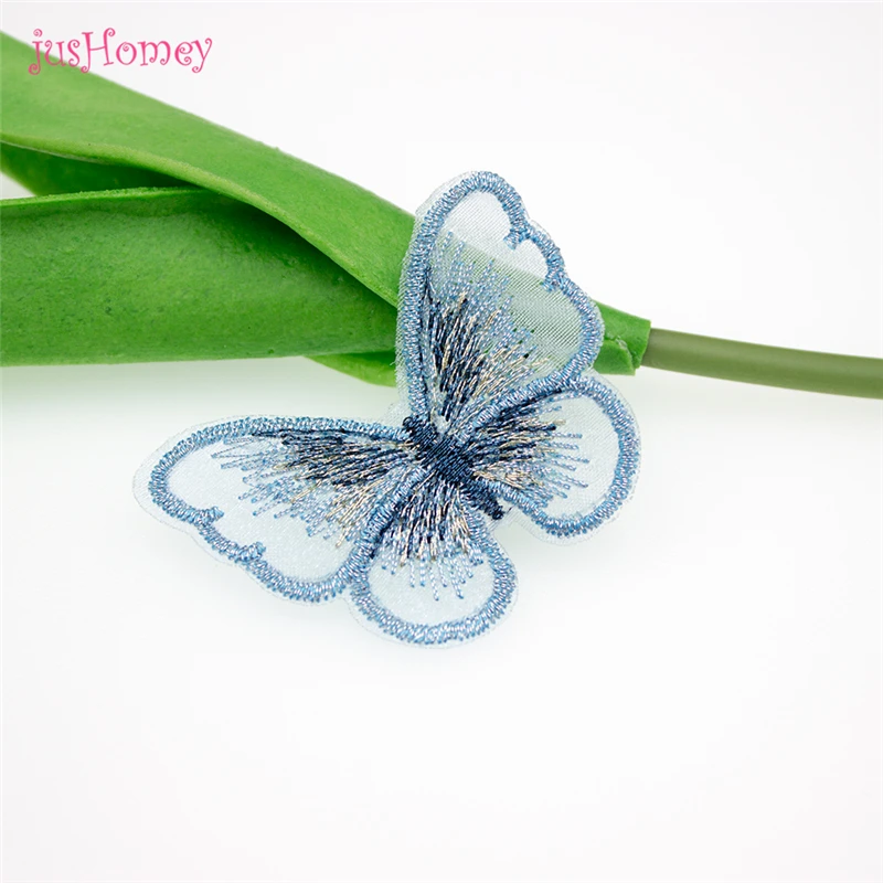 30 шт. шикарная вышивка из органзы с аппликацией в виде бабочек тканевые бабочки