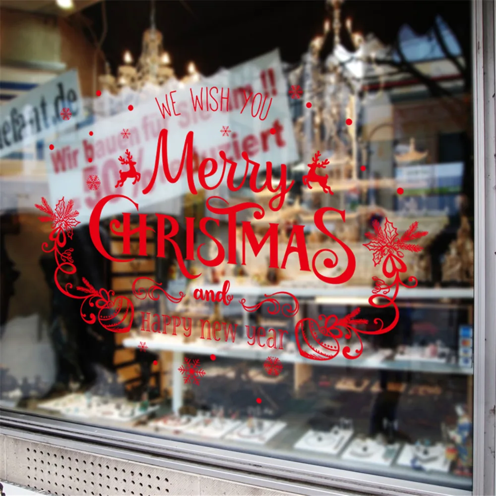 Рождественский шар лось Санта Клаус наклейка для дома магазина витрина