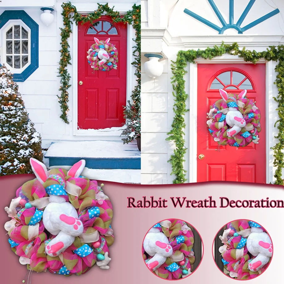 

Easter Rabbit Wreath Decoration Easter Bunny Butt With Ears Cartoon Bunny Shape Ornaments Rabbit Wreath Home wall Front Decor